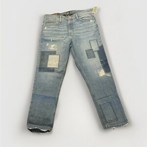 Urban Outfitters BDG Dad Slim Tapered Fit Men's Denim Patchwork Jeans NWT